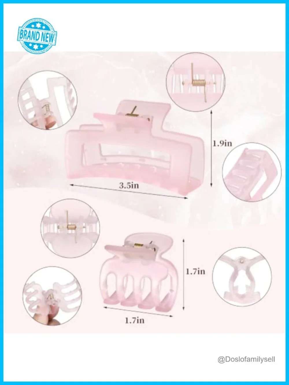 12 Matte Claw Hair Clips Set - Strong Hold for Thick Thin Curly Hair